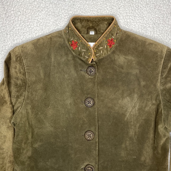 Scully Floral Embroidered Suede Leather Jacket: Size 10 - Picture 3 of 11